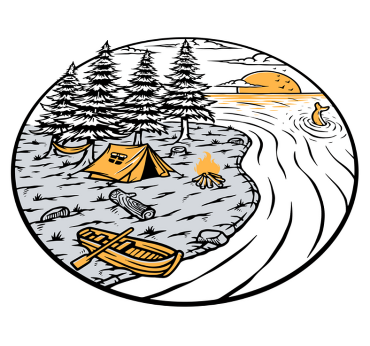 Přírodní vinylový koberec s motivem žluté krajiny - TenStickers