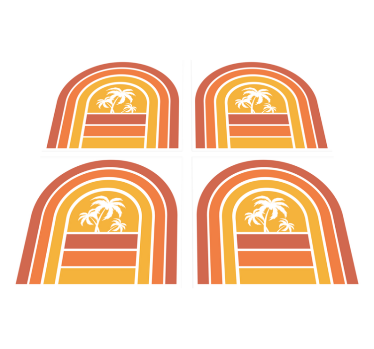 Přírodní vinylový koberec retro západ slunce a palmy - TenStickers