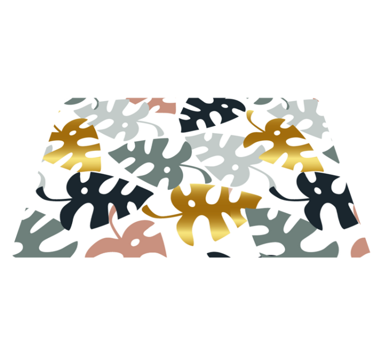 Přírodní vinylový koberec zlaté a barevné listy - TenStickers