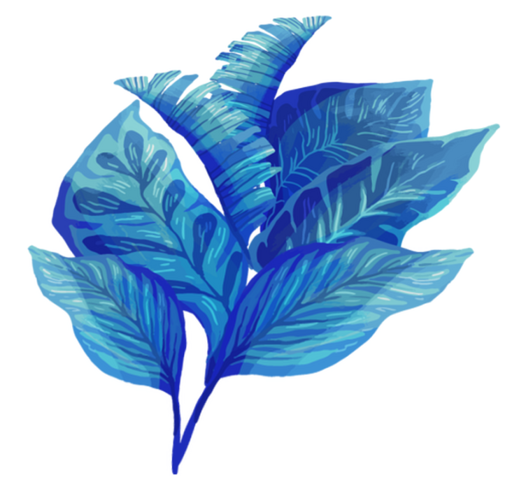 Vinylový koberec s květinami a rostlinami modré listy - TenStickers