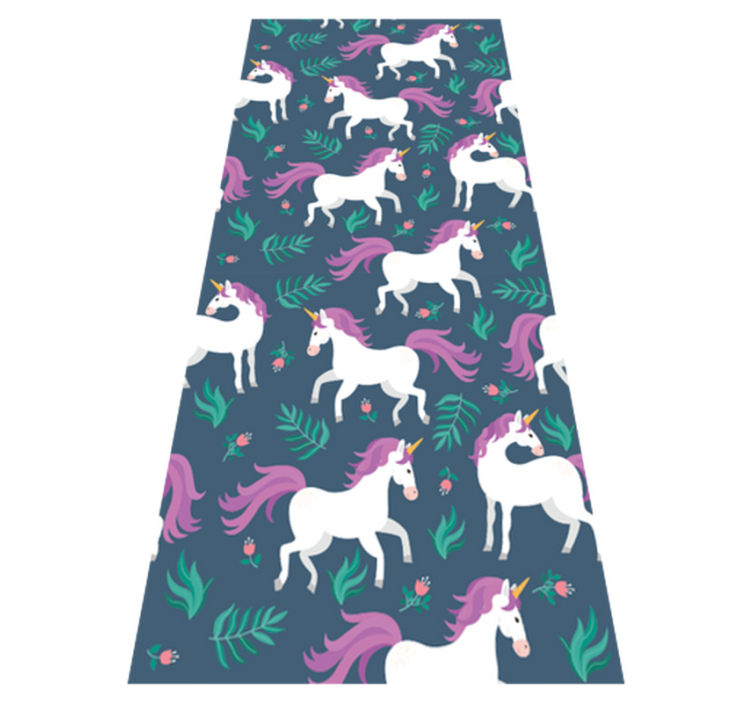 Vinylový koberec do ložnice jednorožec modrý - TenStickers