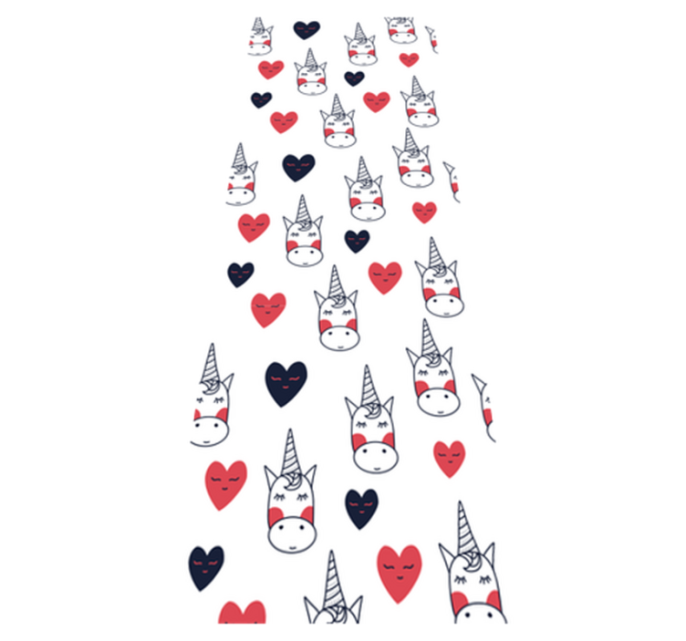 Vinylový koberec do ložnice s jednorožci a srdíčky - TenStickers