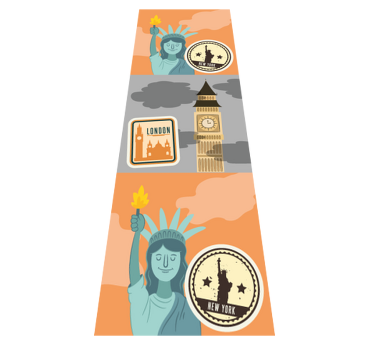 Vinylový koberec do ložnice koláž nyc a londýn - TenStickers