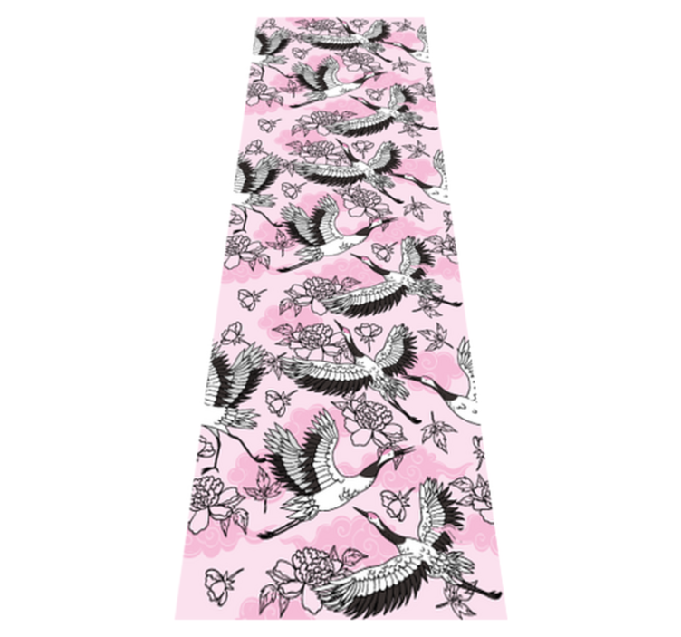 Vinylový koberec do ložnice s moderním růžovým vzorem ptáků - TenStickers