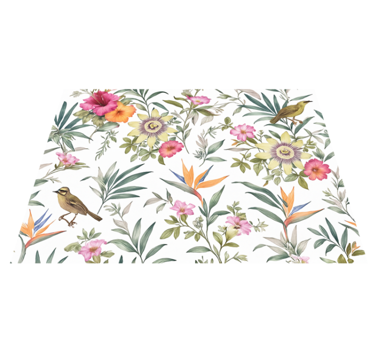 Vinylový koberec do ložnice modrý květinový design - TenStickers