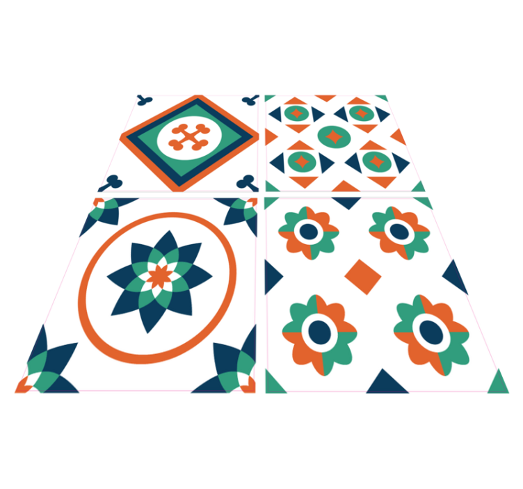 Geometrický vinylový koberec s geometrickými dlaždicemi - TenStickers