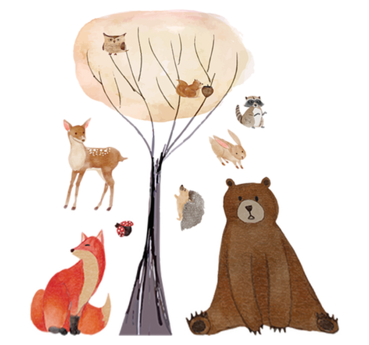 Vinylový koberec pro děti lesní zvířata a stromy - TenStickers