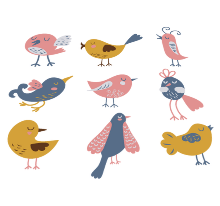 Vinylový koberec pro děti s devíti ptáčky - TenStickers