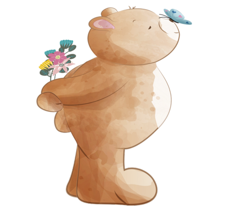 Vinylový koberec pro děti s medvědem a motýlem - TenStickers