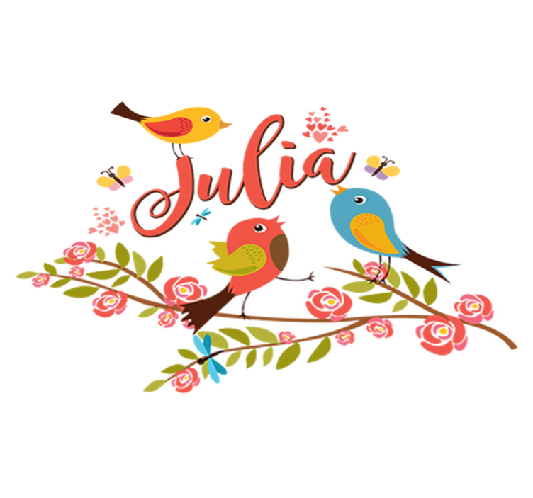 Vinylový koberec pro děti jarní ptáčci s jménem - TenStickers