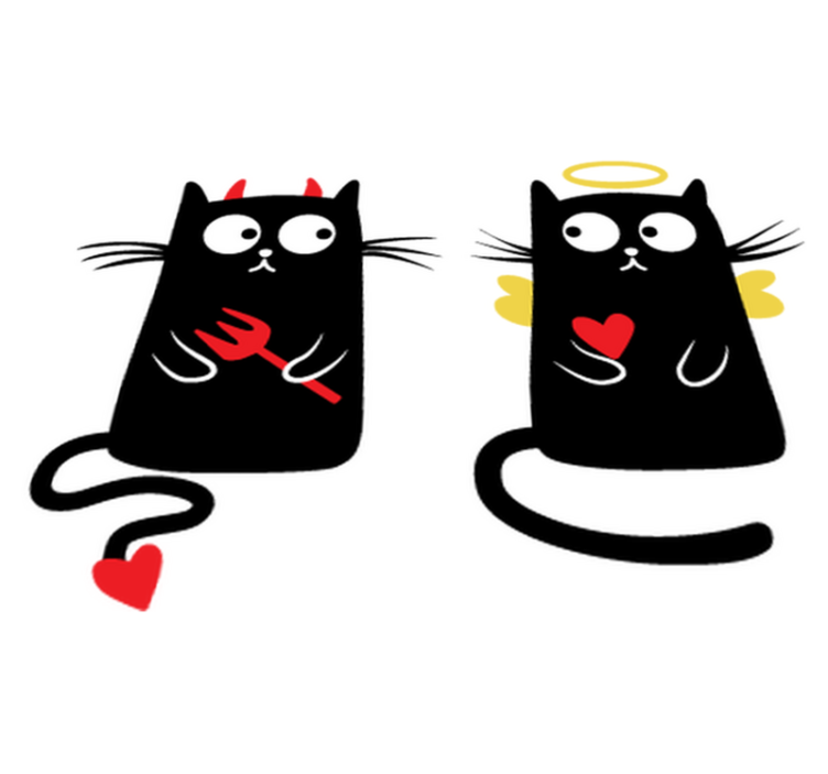 Vinylový koberec pro děti dobrá a špatná kočka - TenStickers