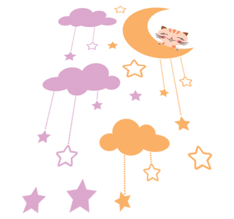 Vinylový koberec pro děti s motivem kočky a měsíce - TenStickers