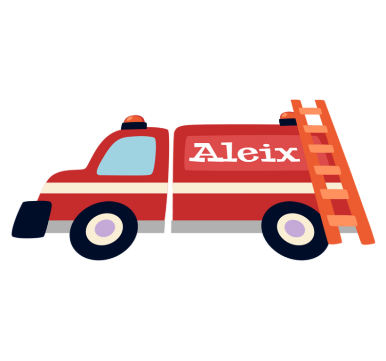 Vinylový koberec pro děti s hasičským autem a jménem - TenStickers