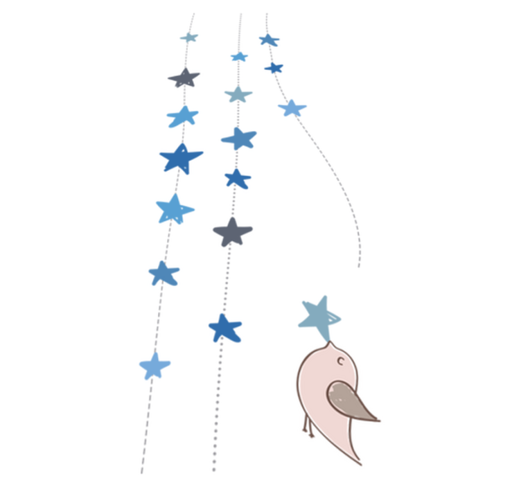 Vinylový koberec pro děti modré hvězdy a ptáček - TenStickers