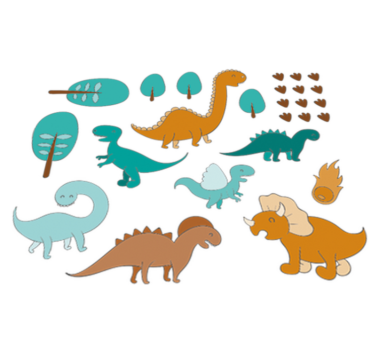 Vinylový koberec pro děti s dinosaury na pozadí - TenStickers