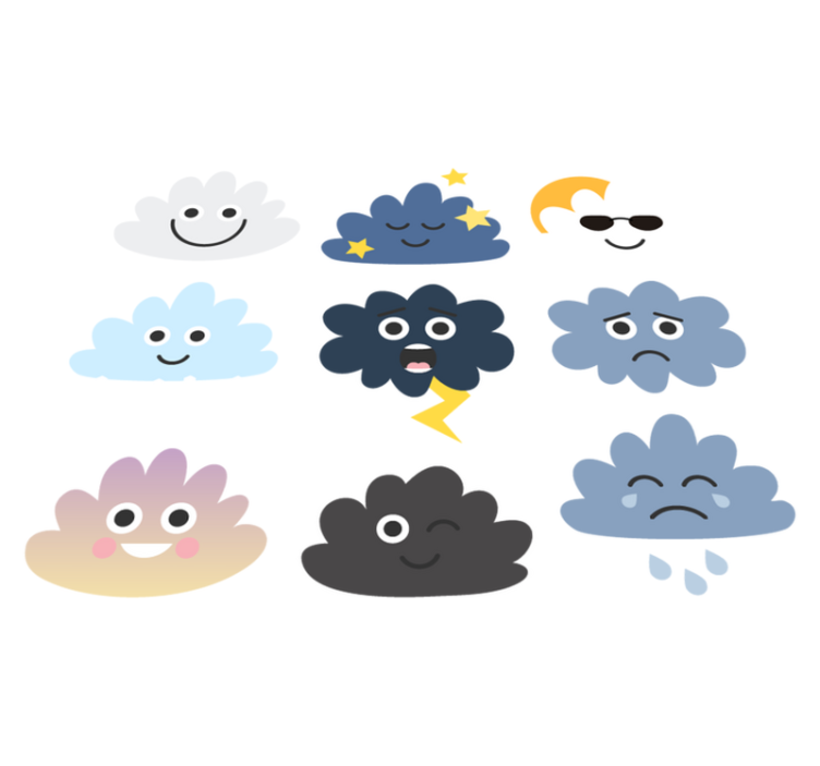 Vinylový koberec pro děti s obličeji na mracích - TenStickers
