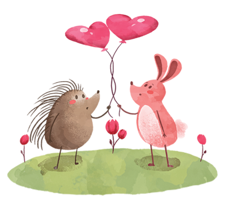 Vinylový koberec pro děti ježek a králíček - TenStickers