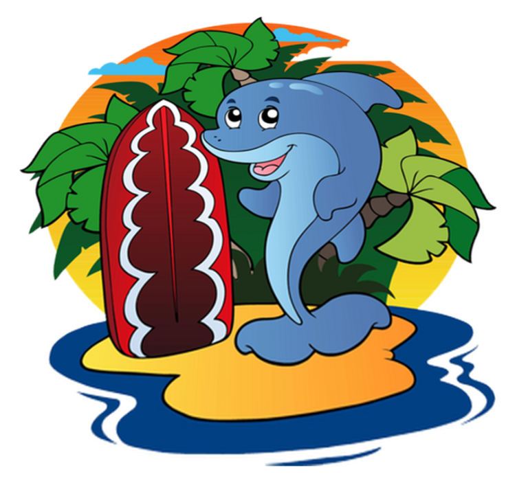 Vinylový koberec pro děti s delfínem a windsurfingem - TenStickers