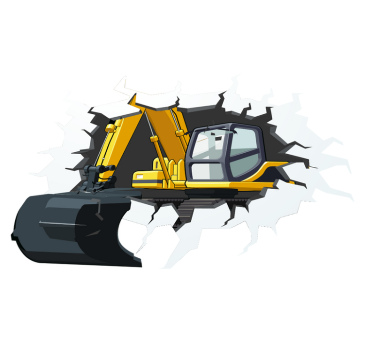 Vinylový koberec pro děti s motivem bagru ve zdi - TenStickers