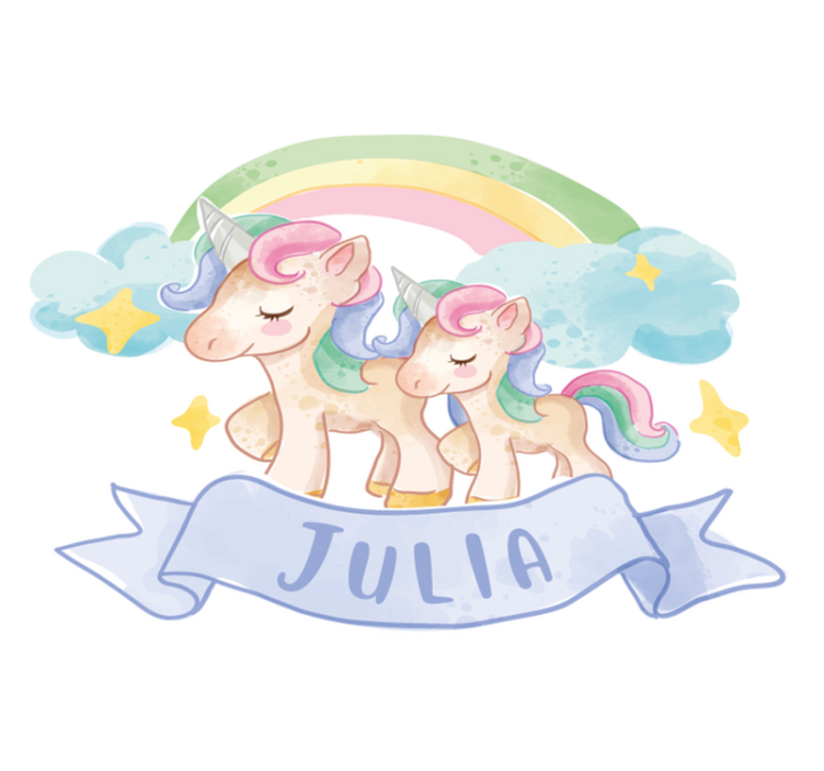 Vinylový koberec pro děti Šťastní jednorožci nad duhou - TenStickers