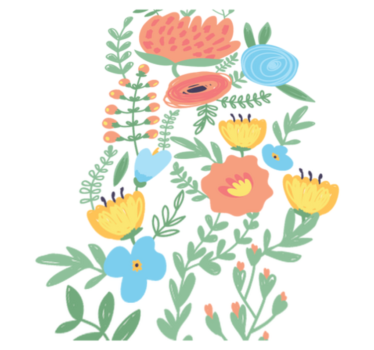 Vinylový koberec pro děti květinová nálepka na dveře - TenStickers