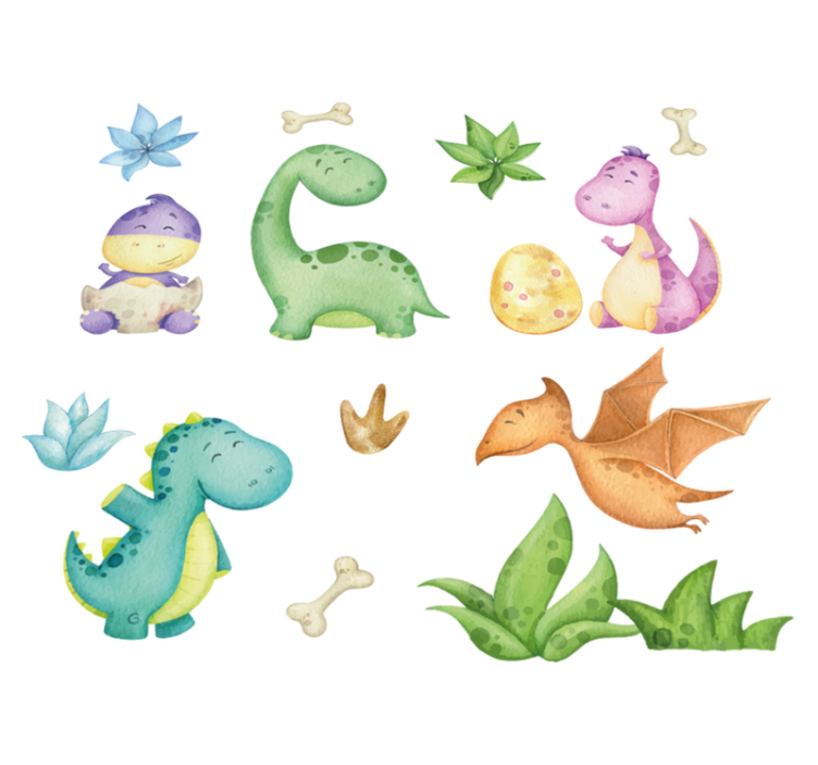 Vinylový koberec do ložnice s nordickým dinosaurem - TenStickers