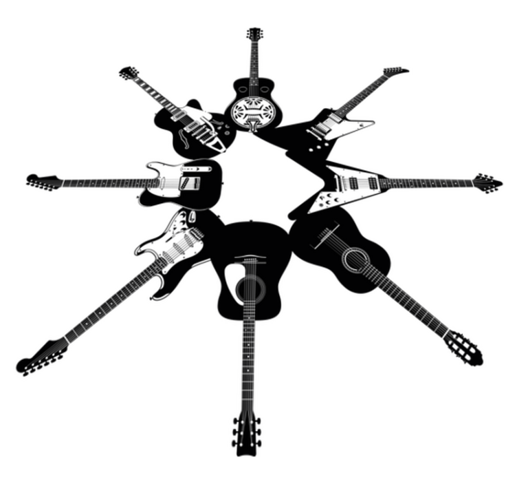 Vinylový koberec do ložnice kytary v kruhu - TenStickers