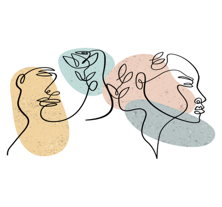 Vinylový koberec do ložnice s liniovými ženskými obličeji - TenStickers