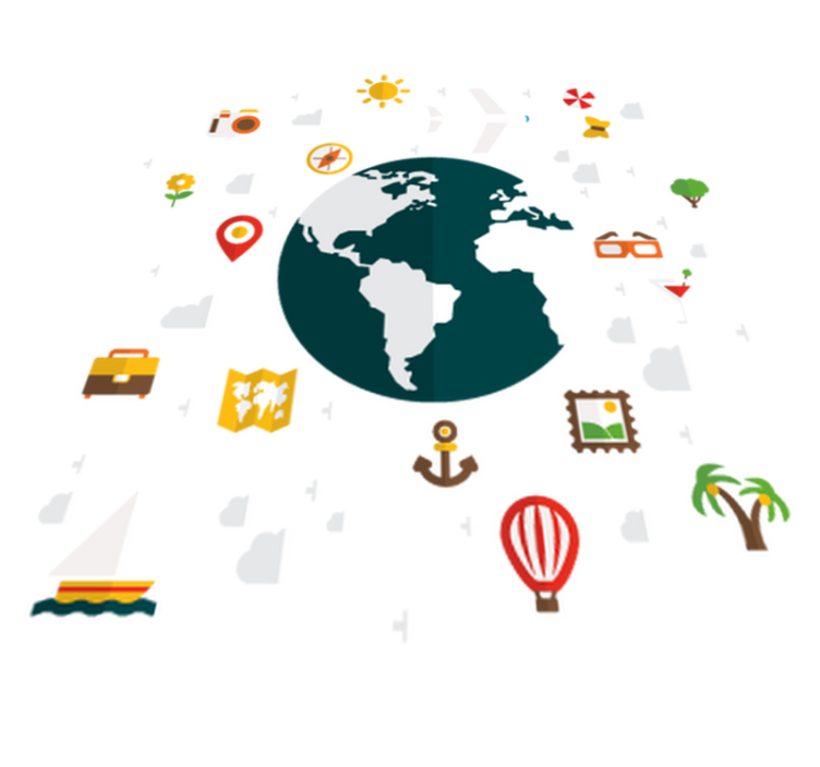 Vinylový koberec do ložnice cestovní dekorace - TenStickers