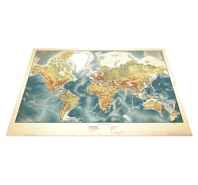 Vinylový koberec z celého světa s vintage mapou - TenStickers