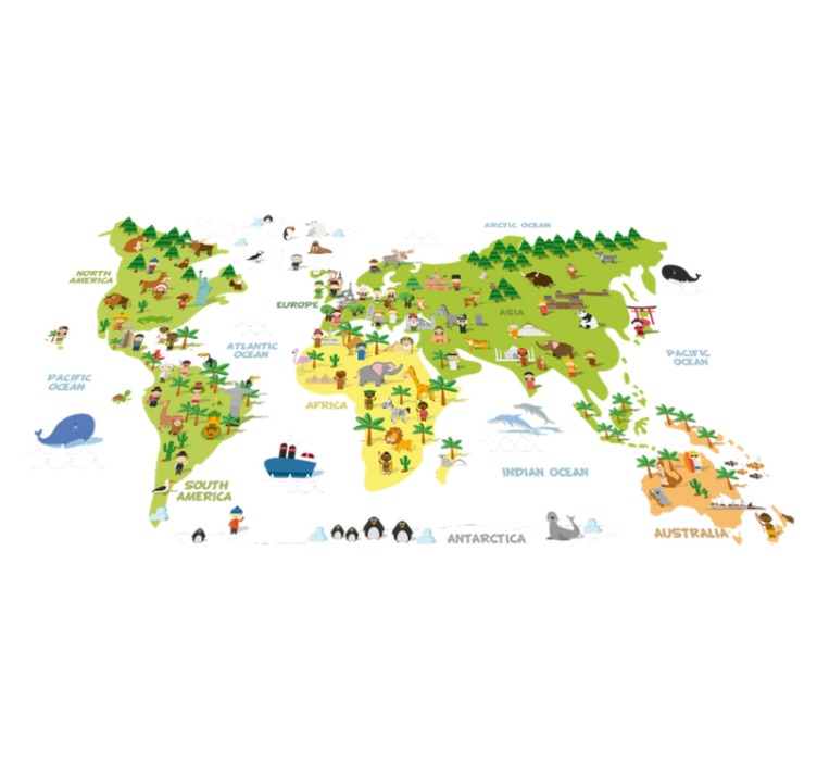 Vinylový koberec z celého světa mapa osobností angličtiny - TenStickers