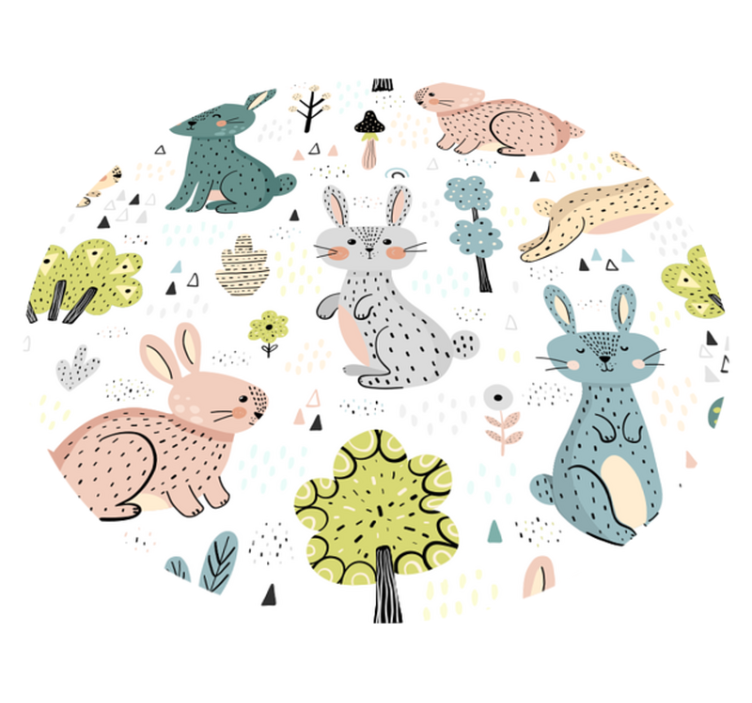 Nádherný dětský vinylový koberec s pěknými králíčky - TenStickers