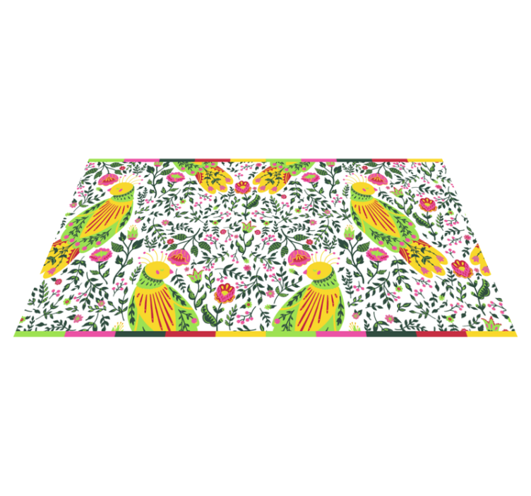 Vinylový koberec s květinami a rostlinami papoušci - TenStickers