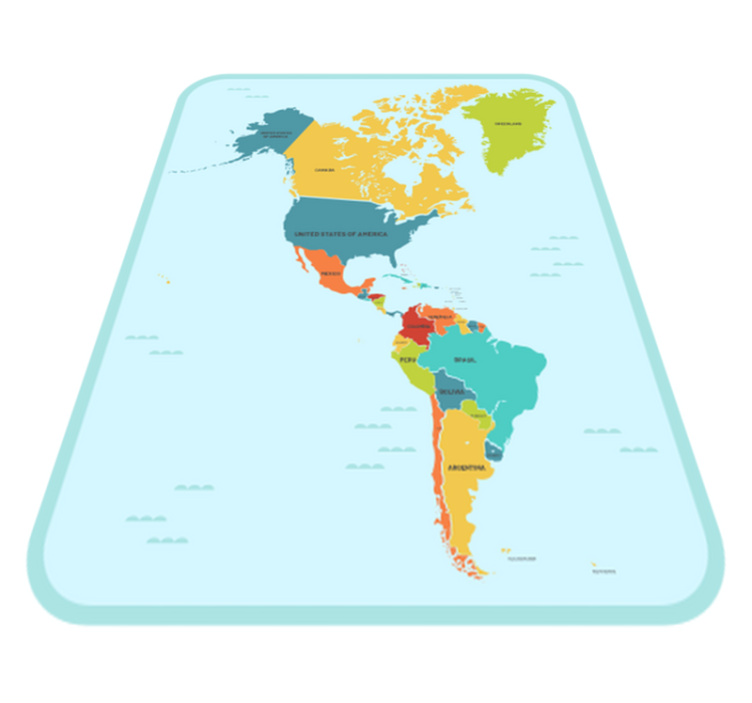 Amerika ve středu mapa světa koberec - TenStickers