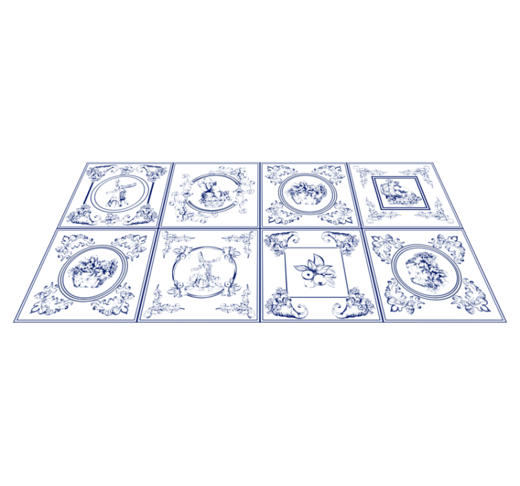 Ročník modré dlaždice koberec - TenStickers