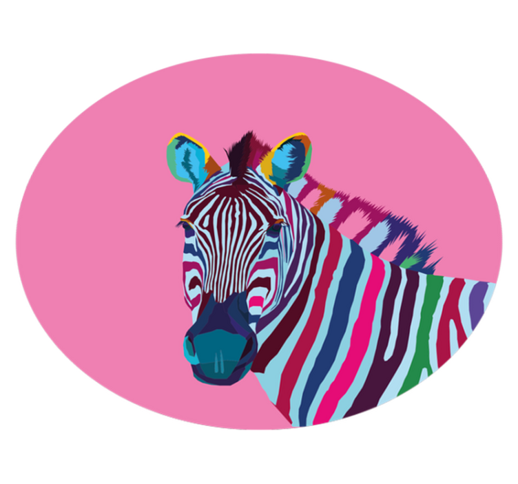 Barevný zebra portrét Zvířecí vinylový koberec - TenStickers