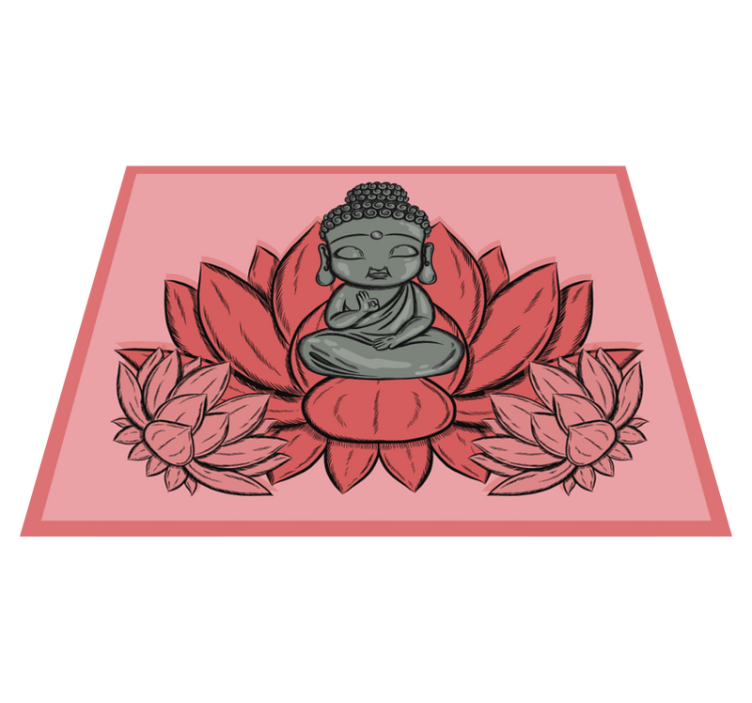 Lotosový a kreslený buddha květinový koberec - TenStickers