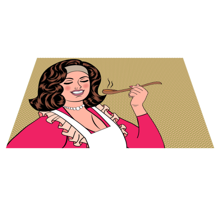 Kreslený kuchař obracející jídlo kuchyňské podlahové dlaždice - TenStickers