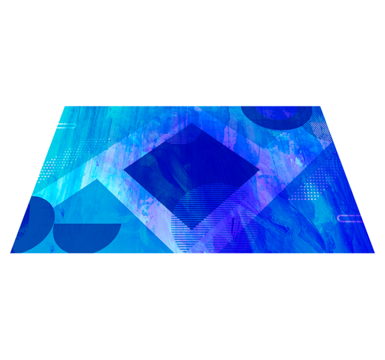 Modré geometrické motivy Minimalistický vinylový koberec - TenStickers