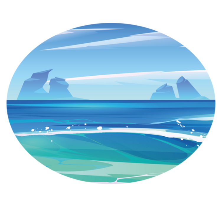 Skály a moře kreslený přírodní vinylový koberec - TenStickers