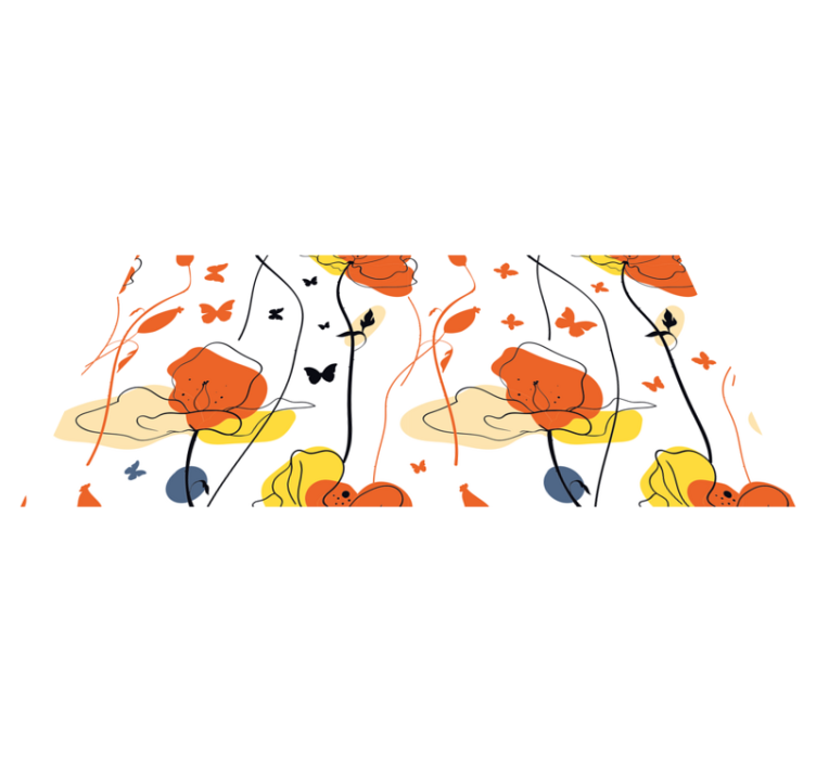 Vinylový koberec s květinami a rostlinami motýli - TenStickers