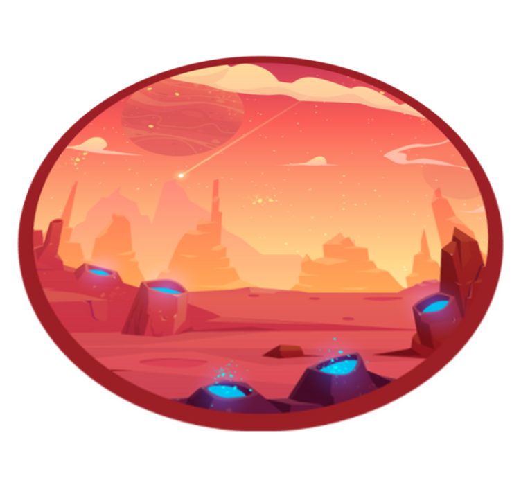 červený a žlutý kreslený vesmírný vinylový koberec - TenStickers