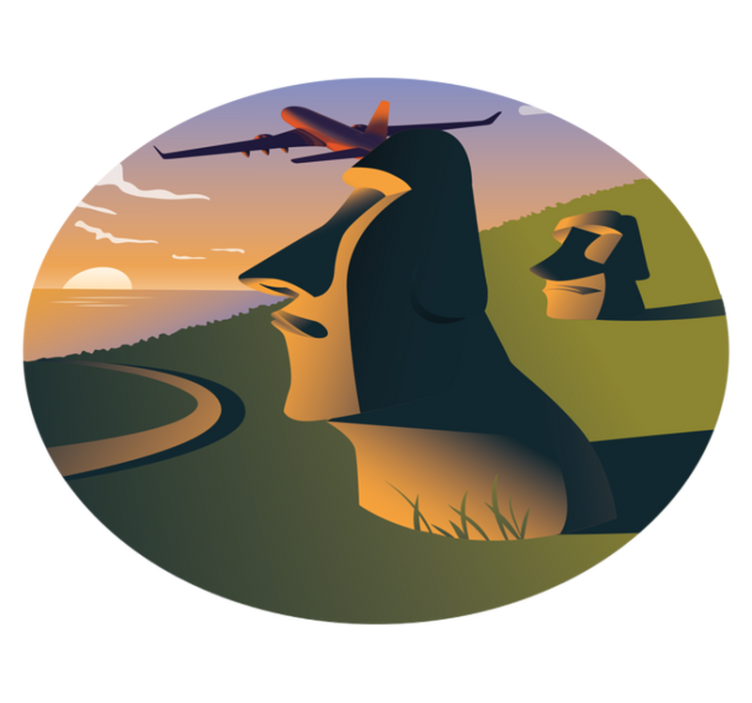 Západ slunce na velikonočním ostrově Kulatý vinylový koberec - TenStickers