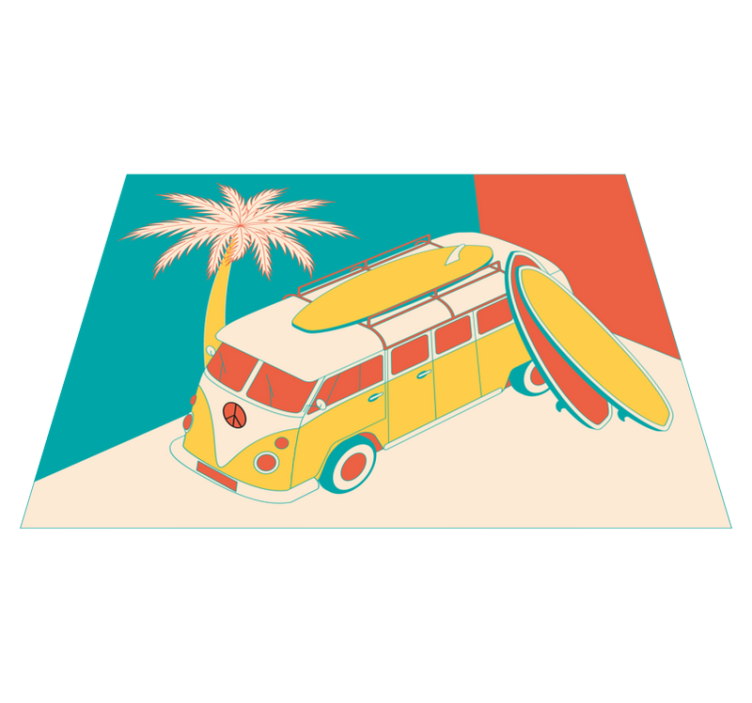 Hippie mini bus vintage koberec - TenStickers