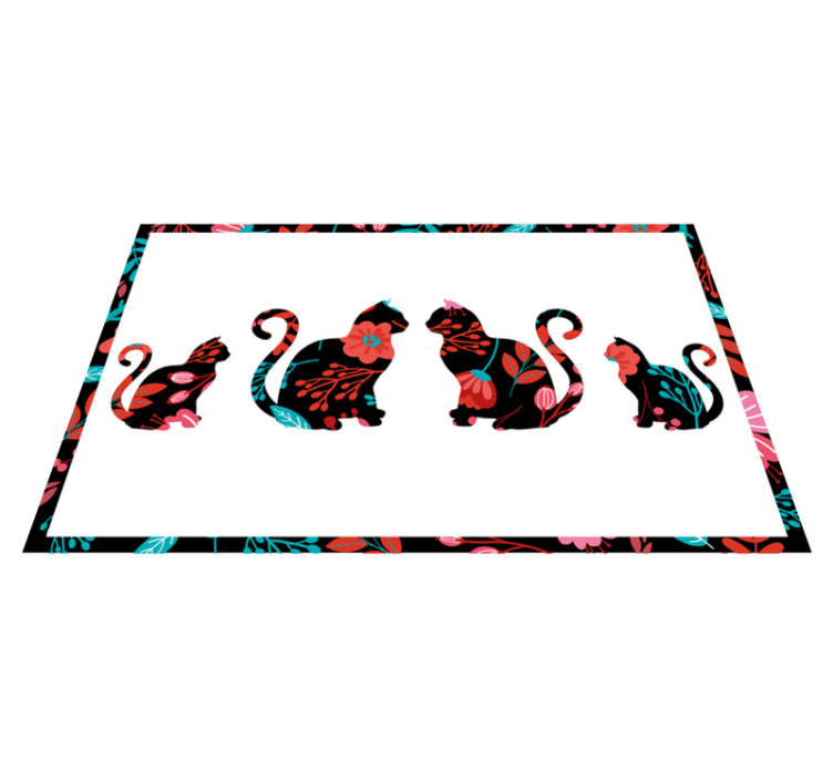 Vinylový koberec s květinami a rostlinami kočky v barvách - TenStickers