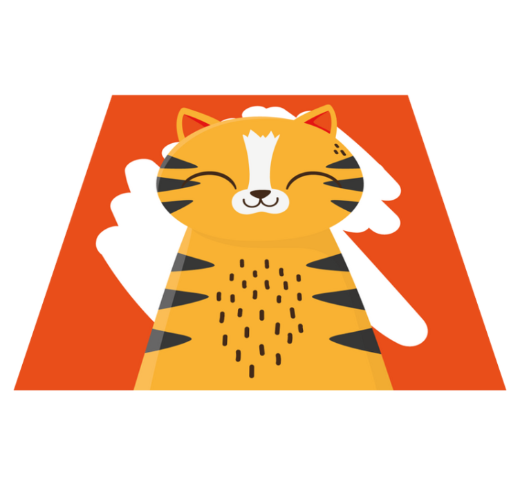 Oranžová kočka s černými pruhy koberec do ložnice - TenStickers