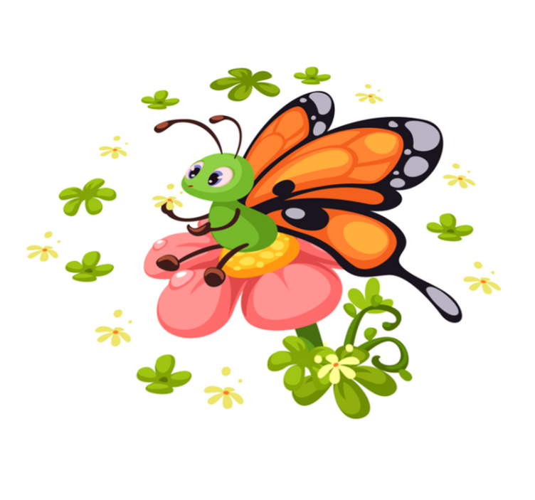 Motýl sedící na květinové zvířecí koberec - TenStickers