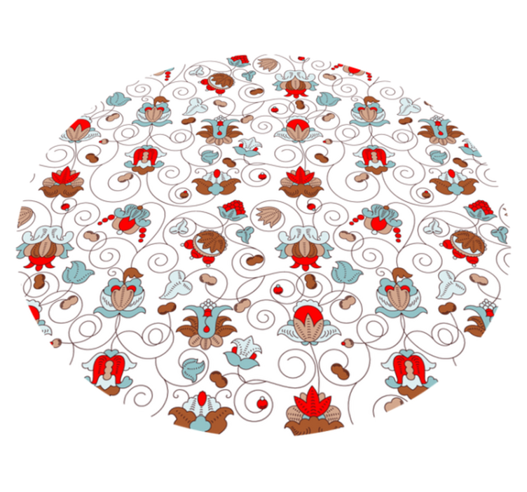 Vinylový koberec s květinami a rostlinami v kruhu - TenStickers