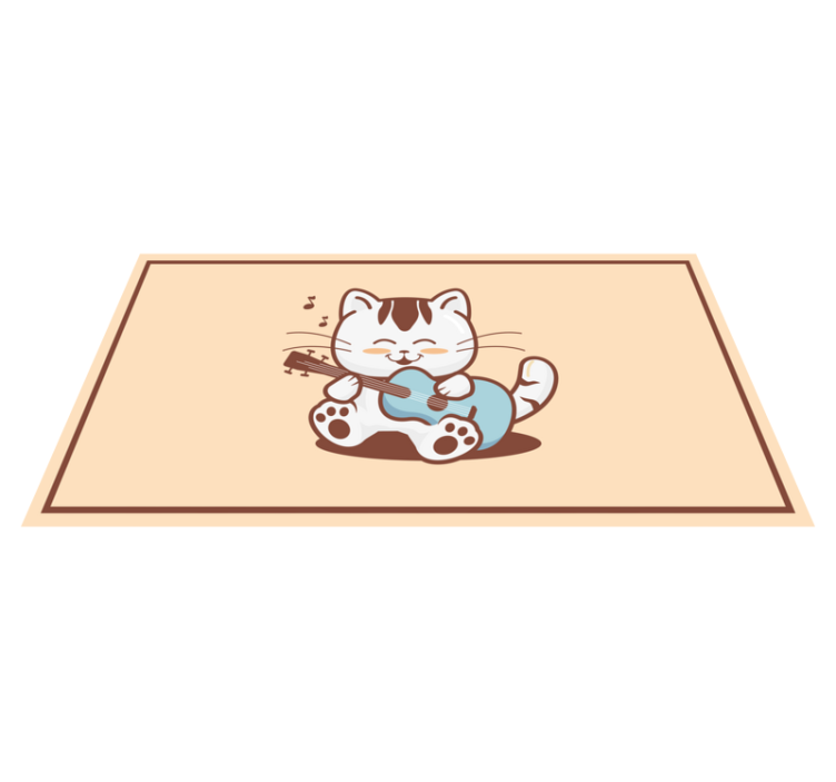 šťastný kočičí hudebník Zvířecí vinylový koberec - TenStickers