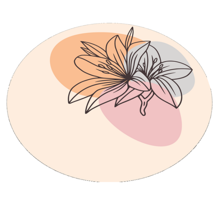 Květinový akcent lilie Kulatý vinylový koberec - TenStickers